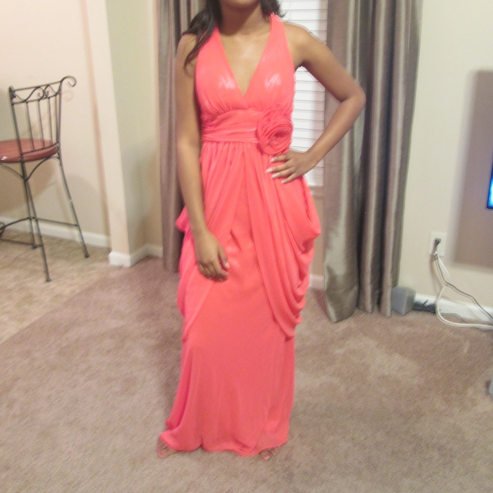 Cute coral-colored halter dress